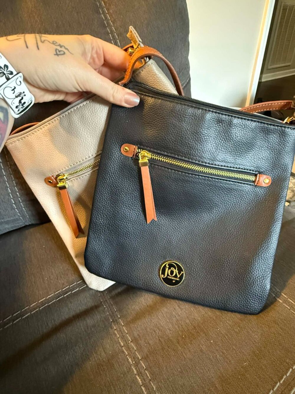 Joy Mangano Crossbody Bags Minimalist Chic Everyday Y2K Clean Girl grey & black